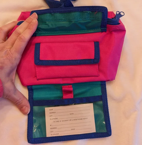 Vintage Fanny Bag Neon Color Block Multi-Compartment Adjustable Unisex OS New - Picture 5 of 11